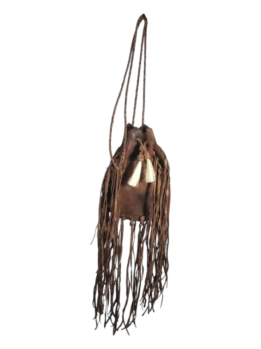 Kobler Inc Leather Women's Crossbody Handmade Pouch Bag W/ Fringe